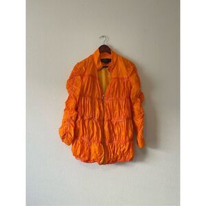 Simon Chang nylon teired orange zip up jacket size 4